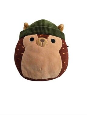 Squishmallows 7.5" Hans the Hedgehog with Green Beanie Hat 2024 Harvest Squad
